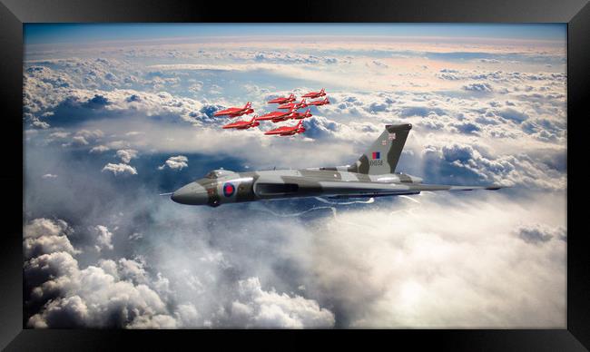 XH558 with The Reds Framed Print by J Biggadike