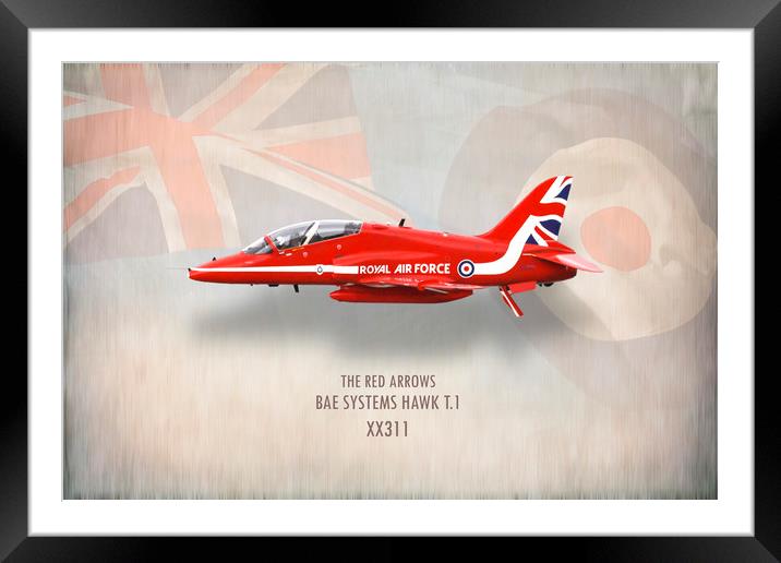 Red Arrows Hawk T1 XX311 Framed Mounted Print by J Biggadike