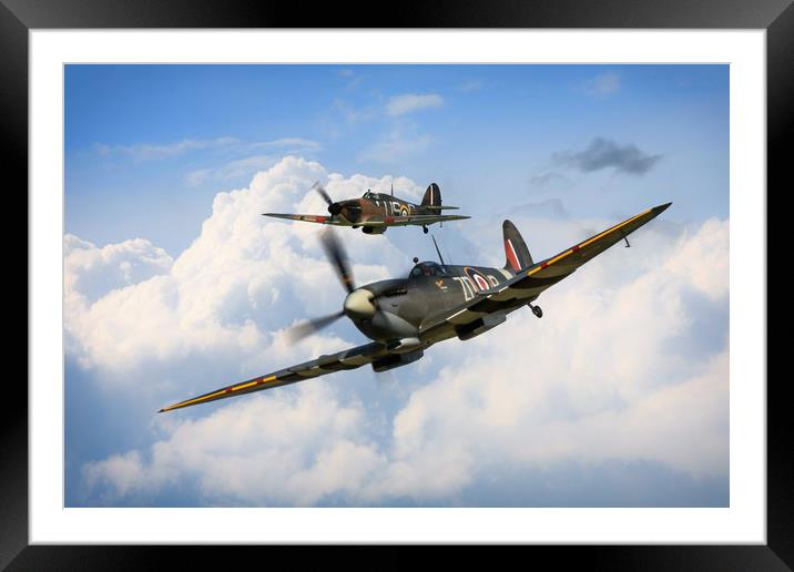 Spitfire & Hurricane Framed Mounted Print by J Biggadike