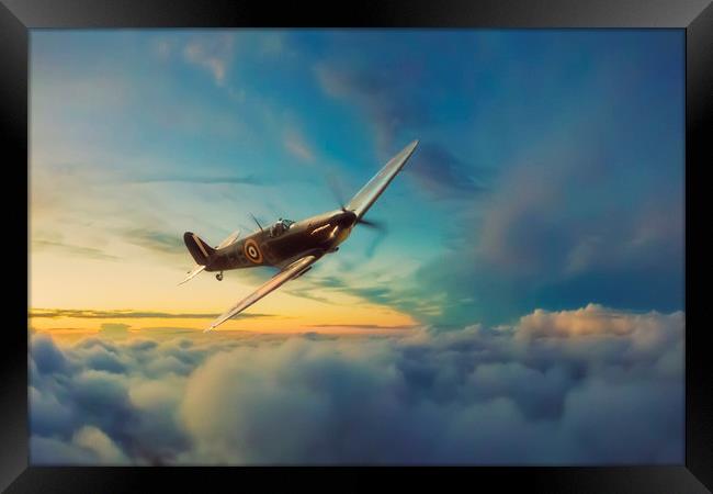 Spitfire Flying Machine Framed Print by J Biggadike