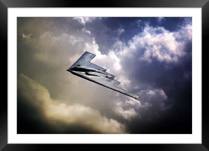 B-2 Spirit Fly By Framed Mounted Print by J Biggadike