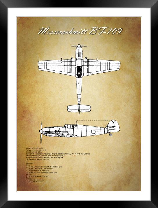 Messerschmitt BF-109 Framed Mounted Print by J Biggadike