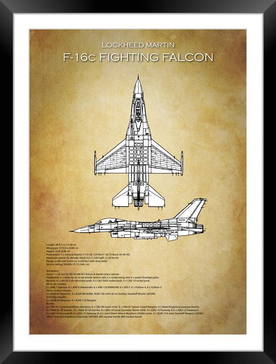 F-16c Fighting Falcon Framed Mounted Print by J Biggadike