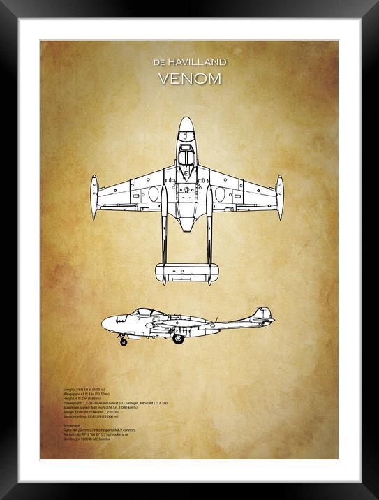 de Havilland Venom Framed Mounted Print by J Biggadike
