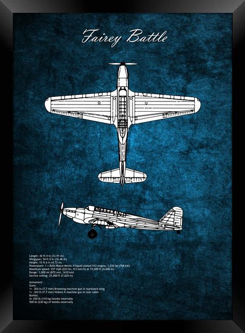 Fairey Battle Blueprint Framed Print by J Biggadike
