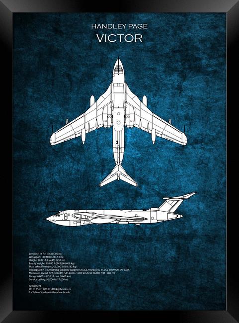 Handley Page Victor Blueprint Framed Print by J Biggadike