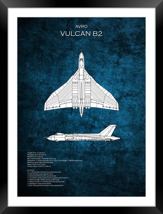 Avro Vulcan Bomber Blueprint Framed Mounted Print by J Biggadike