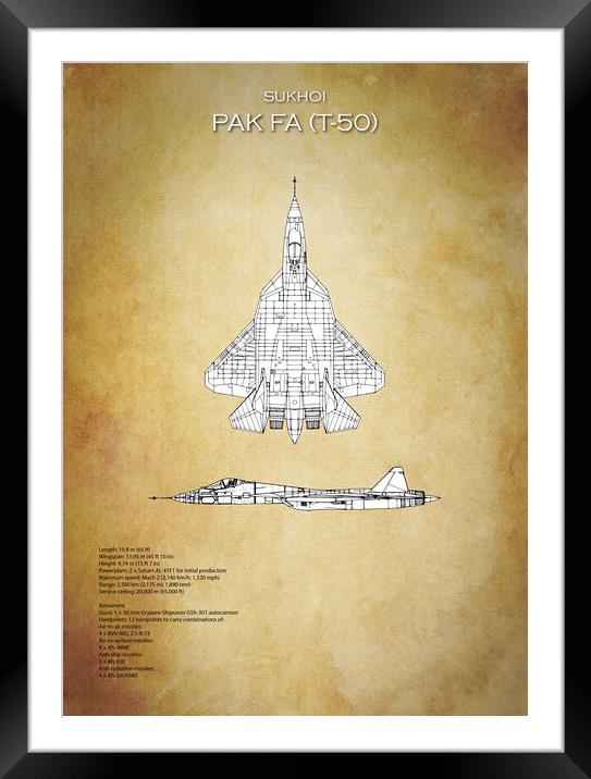 Sukhoi PAK T-50 Framed Mounted Print by J Biggadike