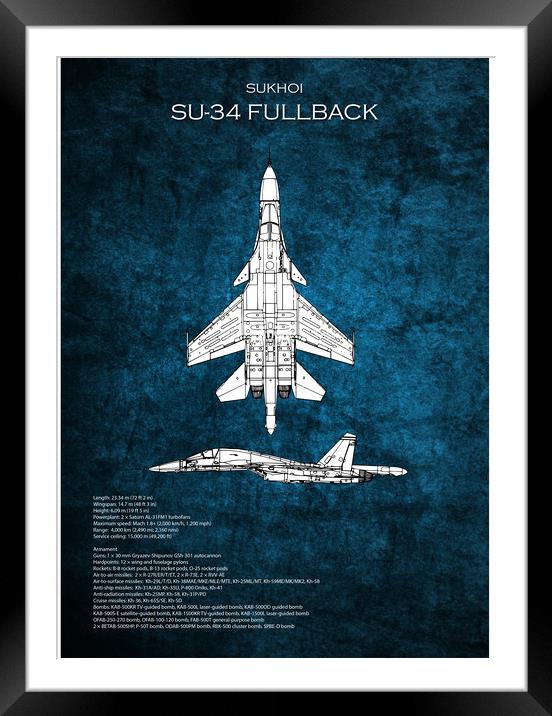 SU-34 Fullback Framed Mounted Print by J Biggadike