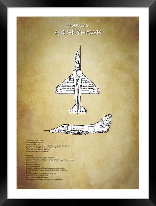 A4 Skyhawk Framed Mounted Print by J Biggadike