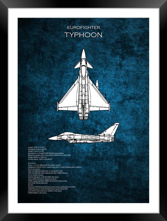 Eurofighter Typhoon Blueprint Framed Mounted Print by J Biggadike