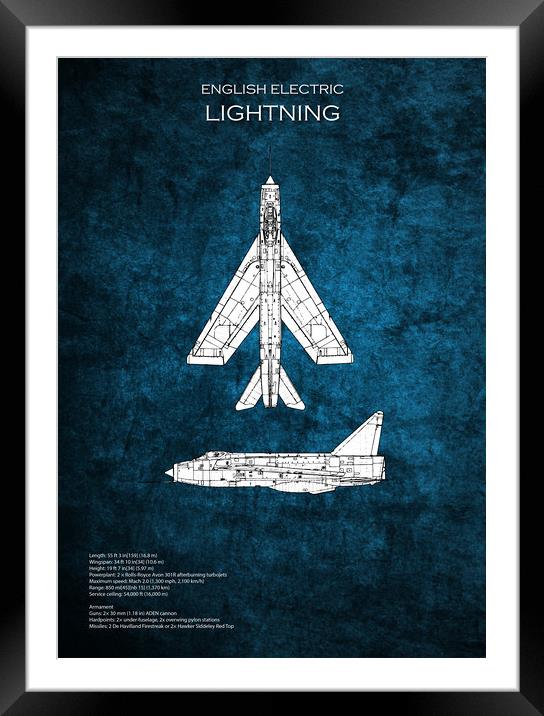 EE Lightning Blueprint Framed Mounted Print by J Biggadike