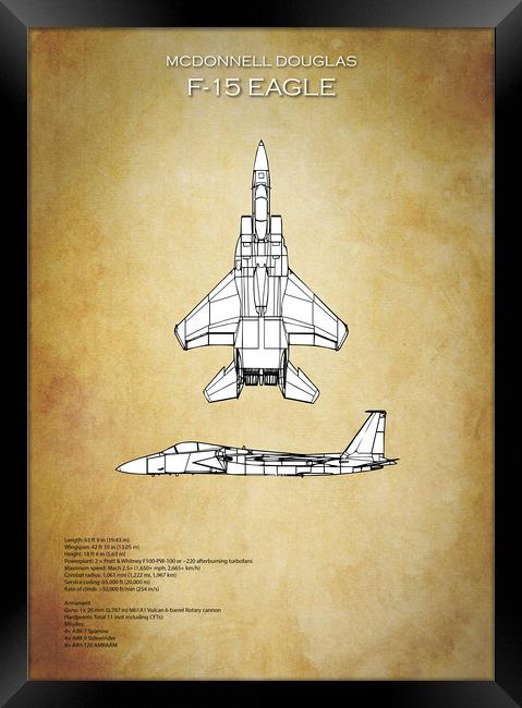 F15 Eagle Blueprint Framed Print by J Biggadike