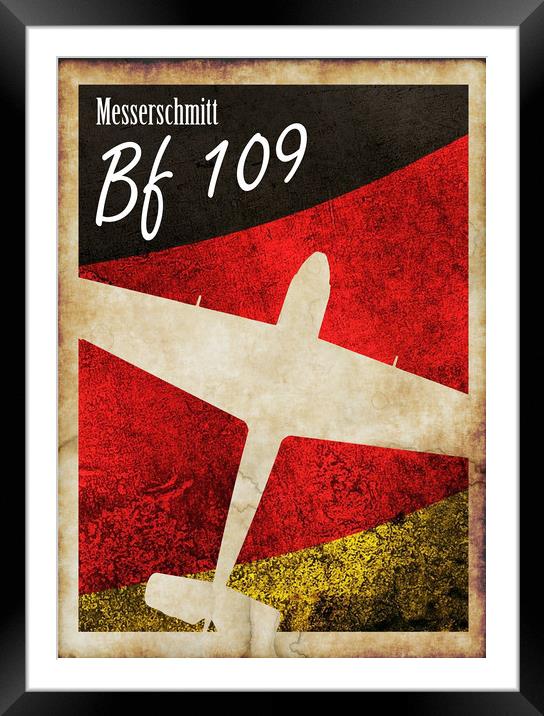 Bf 109 Vintage Framed Mounted Print by J Biggadike