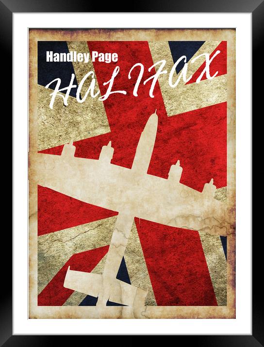 Handley Page Halifax Vintage Framed Mounted Print by J Biggadike