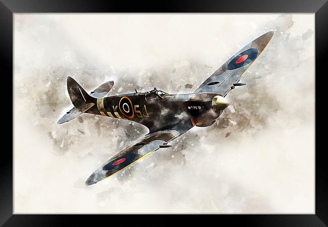 Spitfire Mk LFIXe - Painting Framed Print by J Biggadike