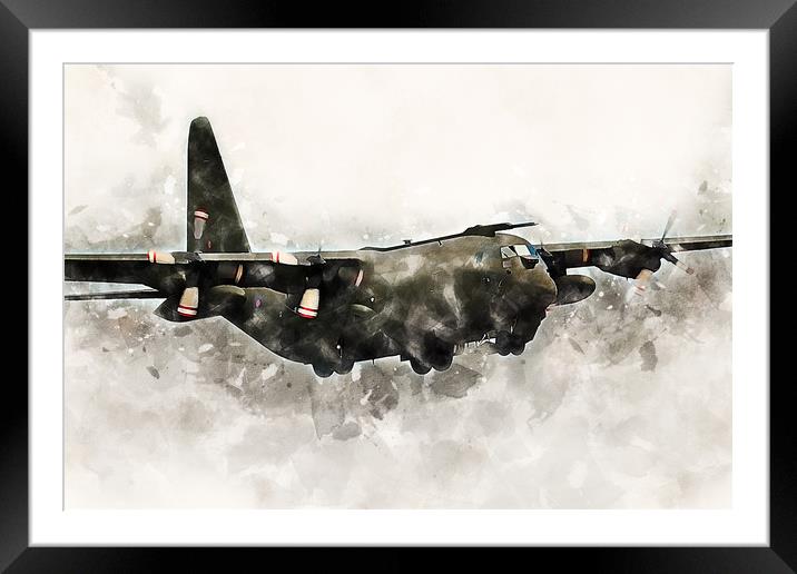 RAF C130 Hercules - Painting Framed Mounted Print by J Biggadike
