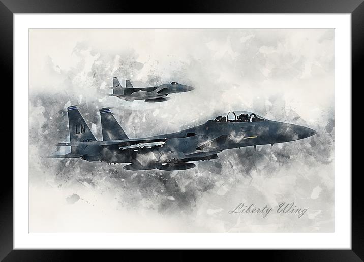 F-15's Liberty Wing - Painting Framed Mounted Print by J Biggadike