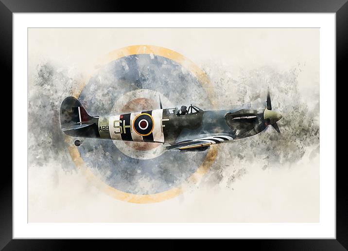 Supermarine Spitfire AB910 - Painting Framed Mounted Print by J Biggadike