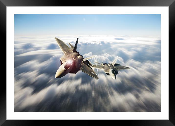 F-22 Raptor Strike Framed Mounted Print by J Biggadike