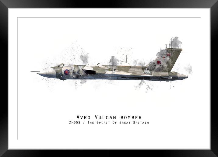 Vulcan Bomber Sketch - XH558 Framed Mounted Print by J Biggadike
