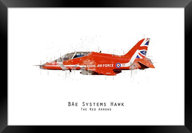 Hawk Sketch - Red Arrows Framed Print by J Biggadike