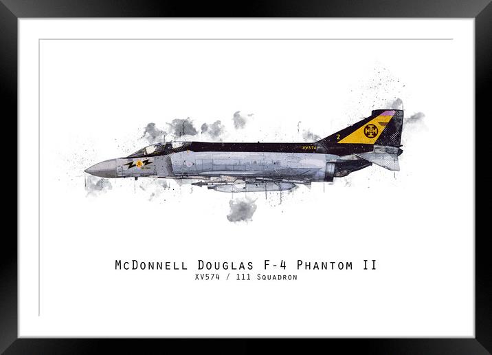 F4 Phantom Sketch - XV574 Framed Mounted Print by J Biggadike