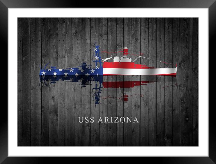 USS Arizona Framed Mounted Print by J Biggadike