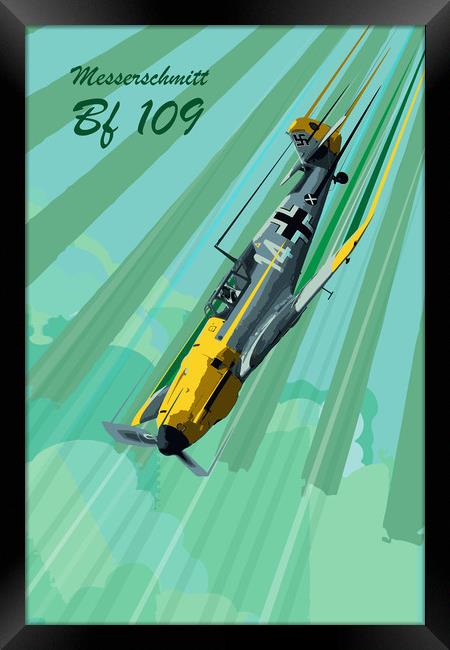 Messerschmitt Bf 109 Pop Art Framed Print by J Biggadike