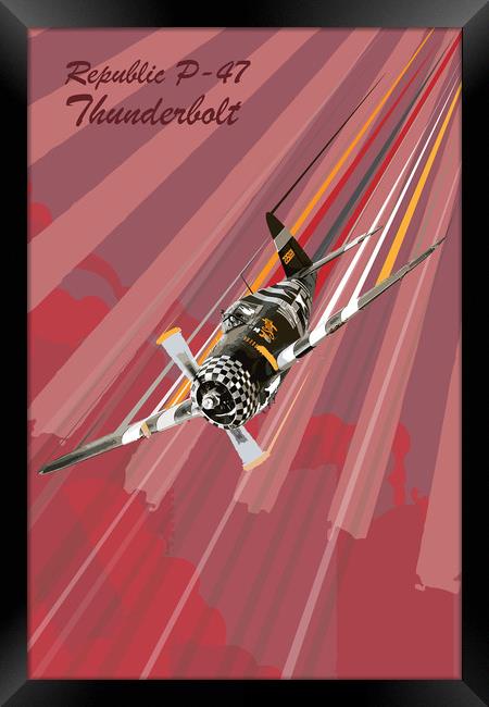 P-47 Thunderbolt Pop Art Framed Print by J Biggadike