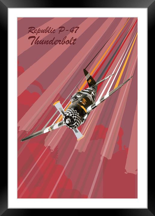 P-47 Thunderbolt Pop Art Framed Mounted Print by J Biggadike