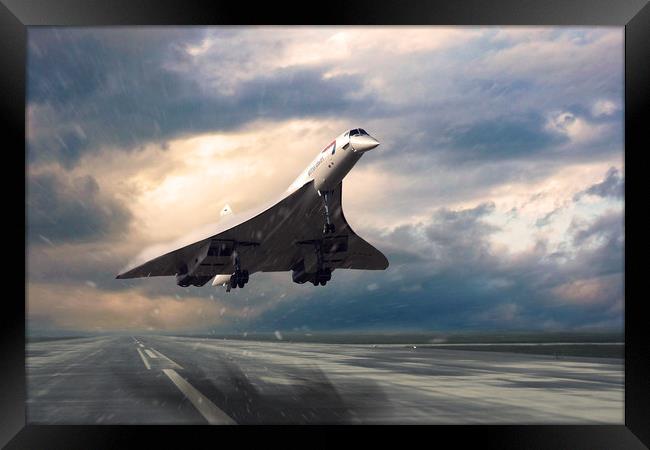 Concorde Rainy Arrival Framed Print by J Biggadike