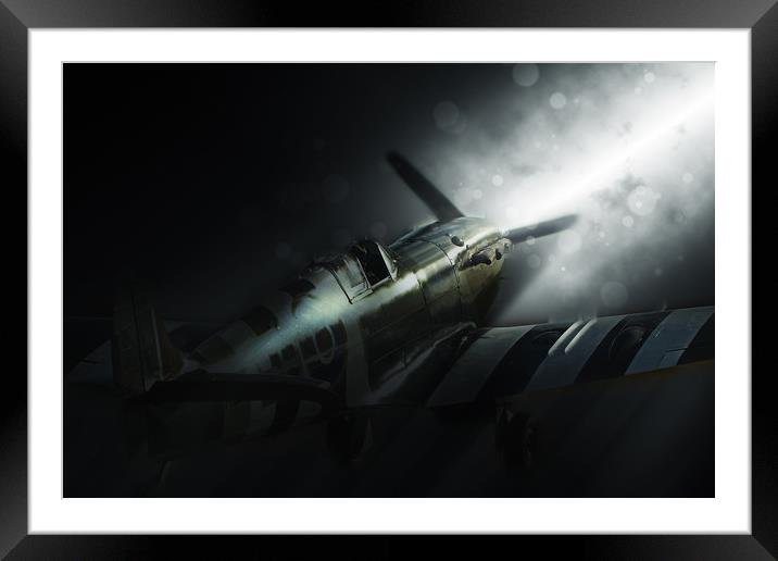 Spitfire AB910 Dust Framed Mounted Print by J Biggadike