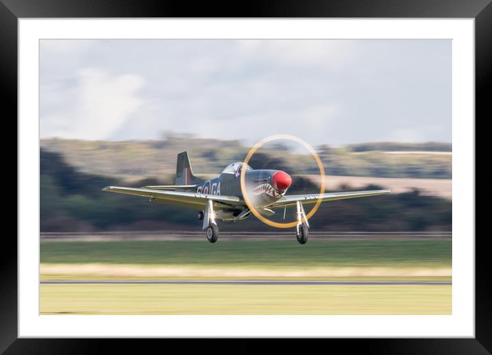 North American P-51D Mustang  Takes Off Framed Mounted Print by J Biggadike