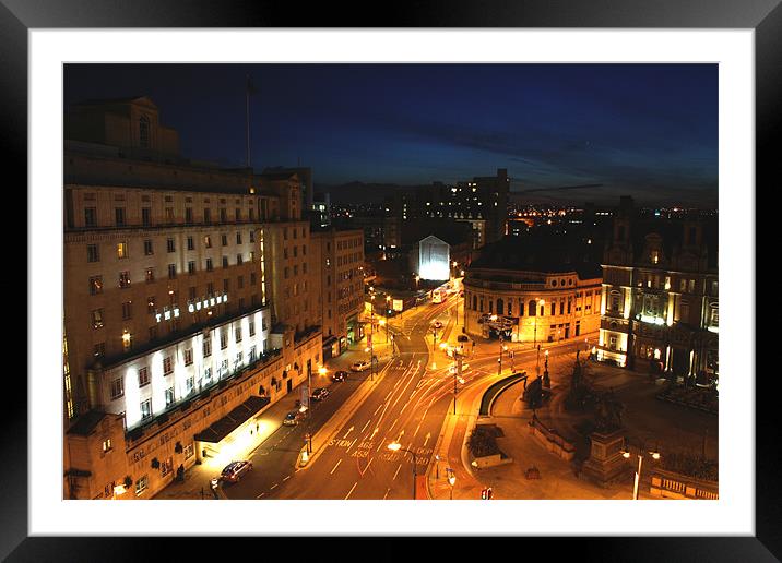 Leeds City Night Framed Mounted Print by J Biggadike
