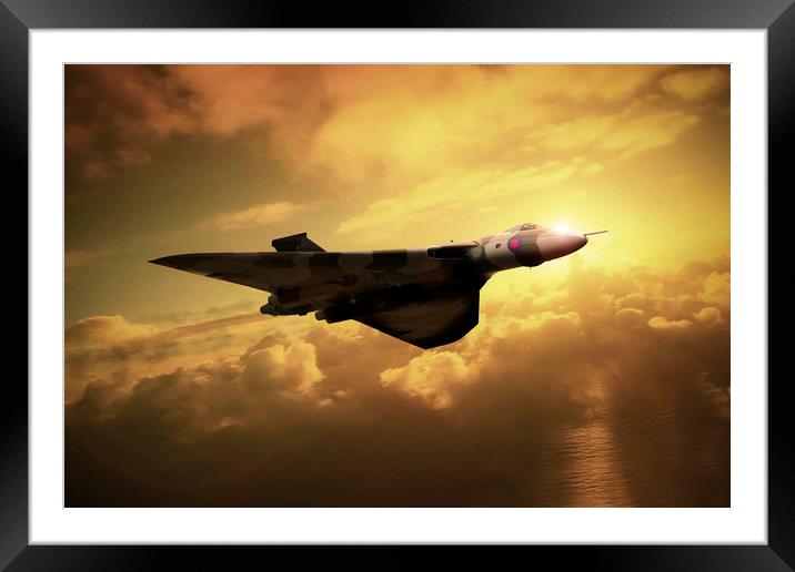 Vulcan Sunset Flight Framed Mounted Print by J Biggadike