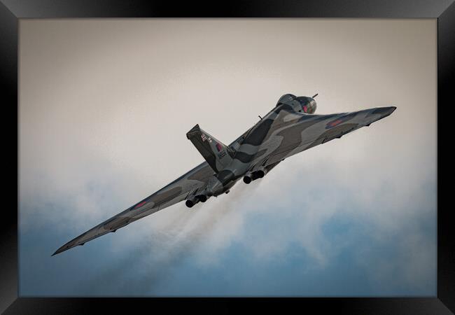 Vulcan Bomber Skyward Framed Print by J Biggadike