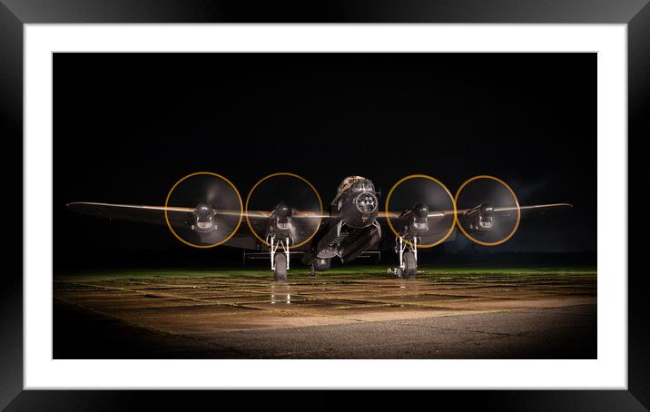 Avro Lancaster Bomber Engine Run Framed Mounted Print by J Biggadike