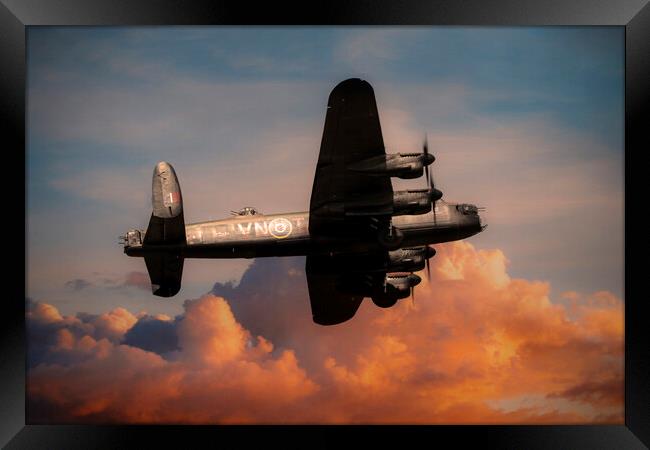 Avro Lancaster - Fire In The Sky Framed Print by J Biggadike