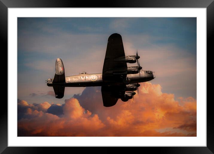 Avro Lancaster - Fire In The Sky Framed Mounted Print by J Biggadike