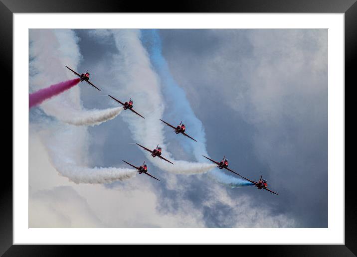 Red Arrows Roll Out Framed Mounted Print by J Biggadike