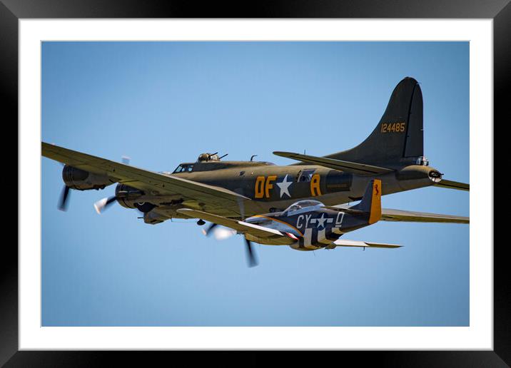 B-17 and P-51 Framed Mounted Print by J Biggadike