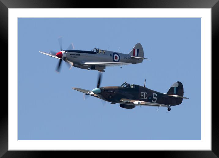 BBMF Spitfire and Hurricane Framed Mounted Print by J Biggadike