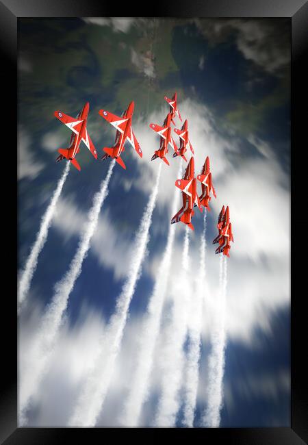Red Arrows In Flight Framed Print by J Biggadike
