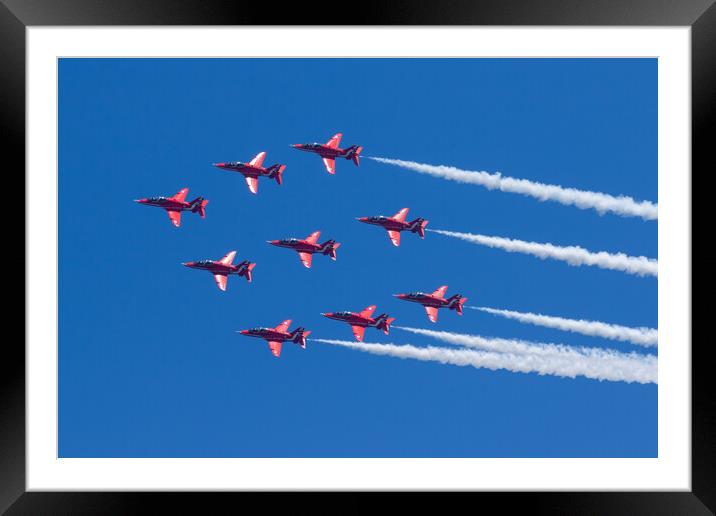 Red Arrows Diamond 9 Framed Mounted Print by J Biggadike