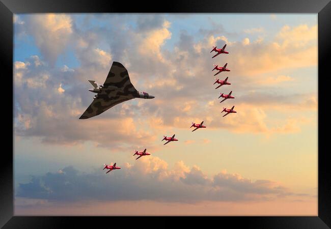 Vulcan and Red Arrows Framed Print by J Biggadike