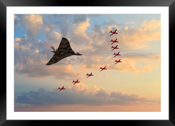 Vulcan and Red Arrows Framed Mounted Print by J Biggadike