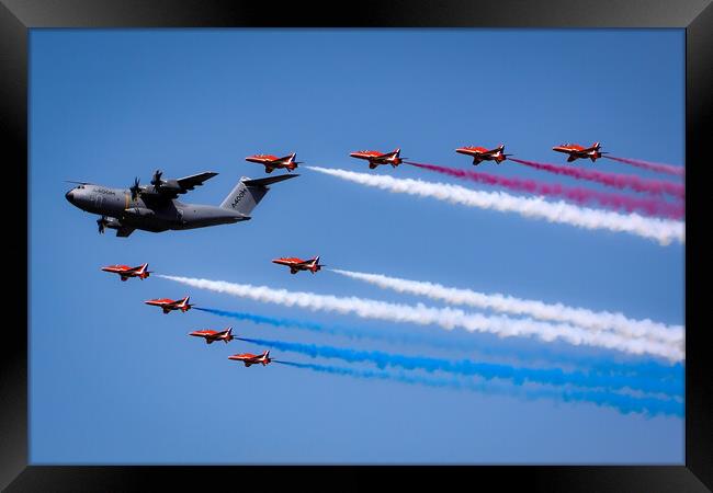 Red Arrows and A400M Framed Print by J Biggadike