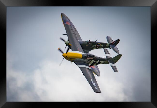 Spitfire and Mustang Framed Print by J Biggadike