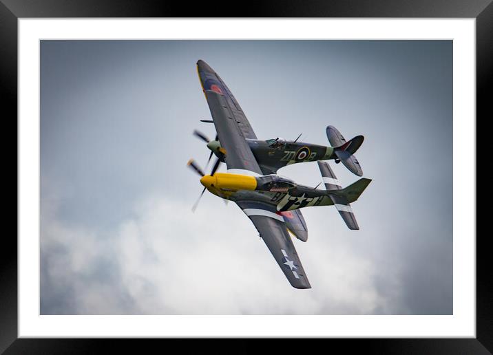 Spitfire and Mustang Framed Mounted Print by J Biggadike